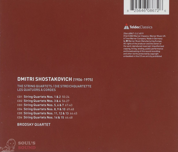 Shostakovich Brodsky Quartet ‎– The String Quartets 6 CD