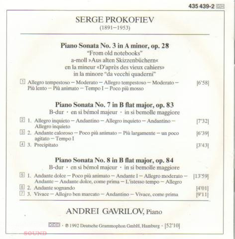 Andrei Gavrilov Prokofiev: Piano Sonatas Nos. 3, 7 & 8 CD