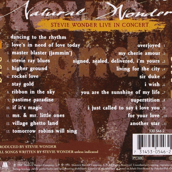 Stevie Wonder Natural Wonder 2 CD