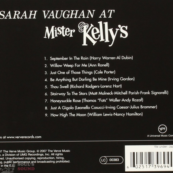 Sarah Vaughan At Mister Kelly's CD