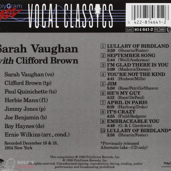 Sarah Vaughan With Clifford Brown CD