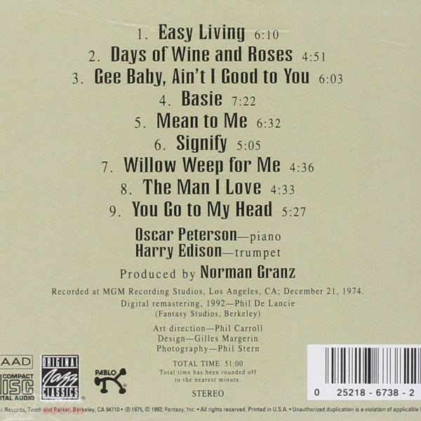 Oscar Peterson & Harry Edison CD