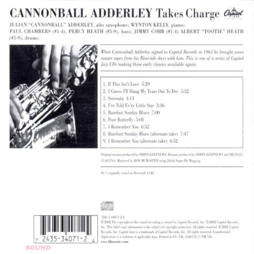 Cannonball Adderley Cannonball Takes Charge CD