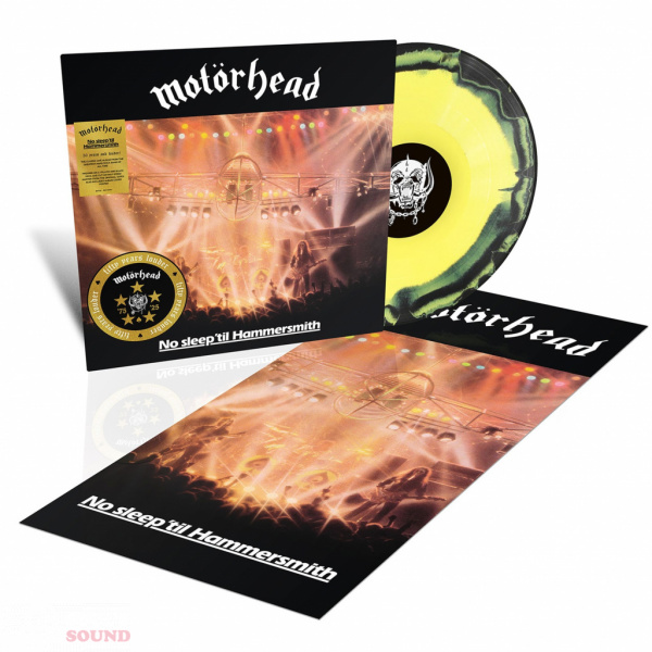 Motorhead No Sleep 'Til Hammersmith LP 50th Anniversary Edition Yellow & Black Splatter Poster